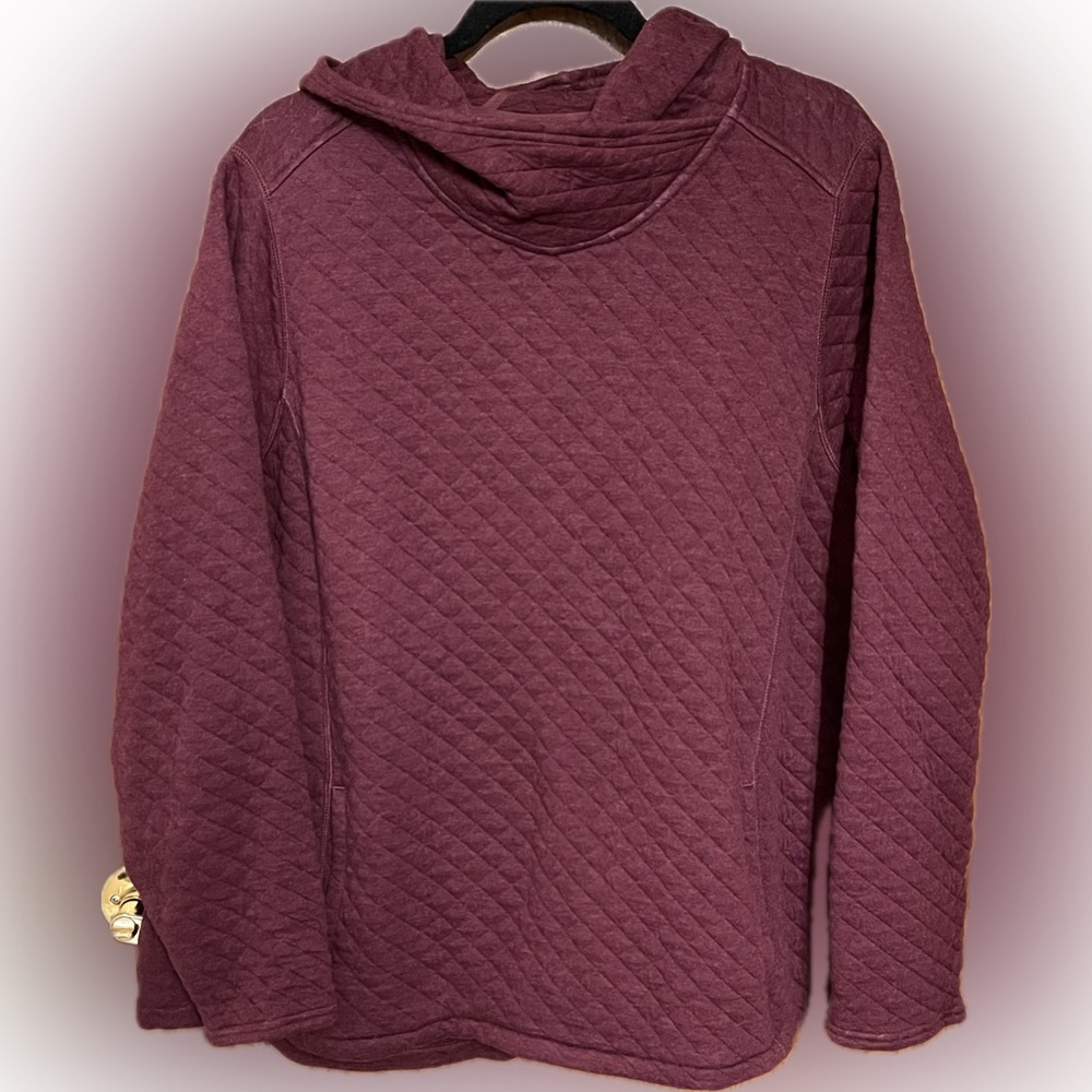 Duluth Trading Quilted Hooded Sweatshirt Size 2X Burgundy Wine Women’s